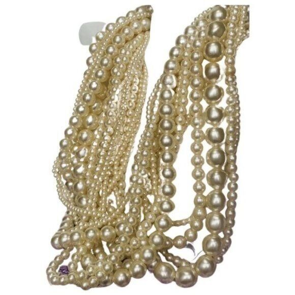 Vintage Women’s 14 Tier Graduated Faux Champagne Pearls￼ Oversized Necklace 22” - Picture 4 of 8